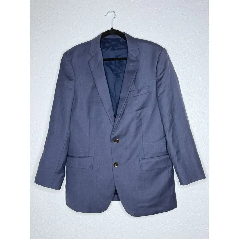J. Crew Thompson Wool Men 40R Blue 2 Button Double Vent Sportscoat Tuxedo Suit